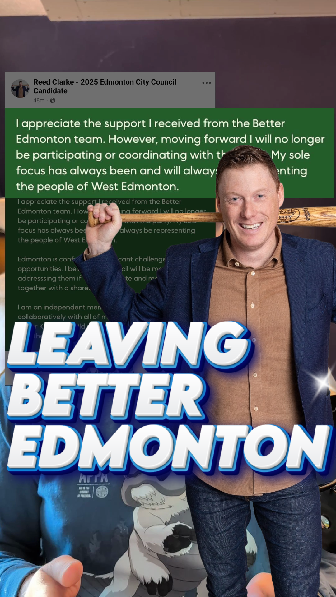 Reed Clarke has left the Better Edmonton party